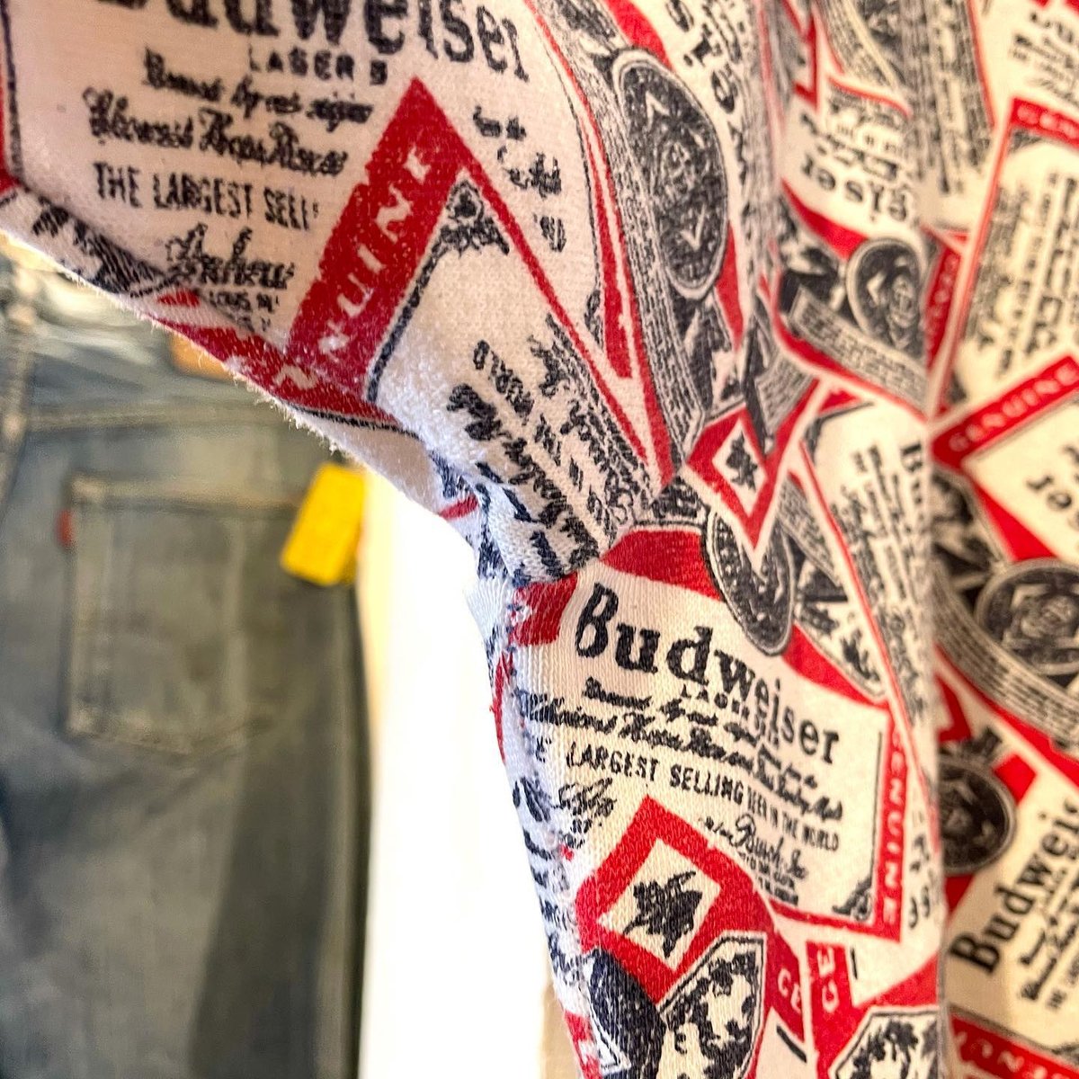 Budweiser 60s 総柄 ショートスリーブ スウェットシャツ 半袖 
