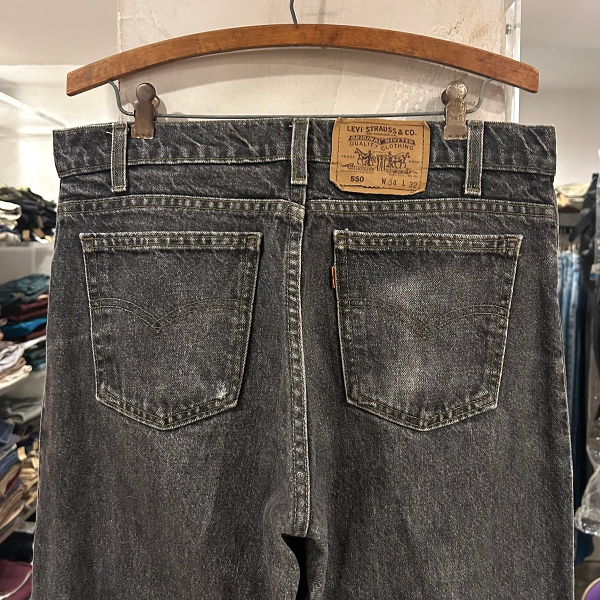 90s Levi's 550 0259 リーバイス ブラックデニムパンツ 33×31 先染め 