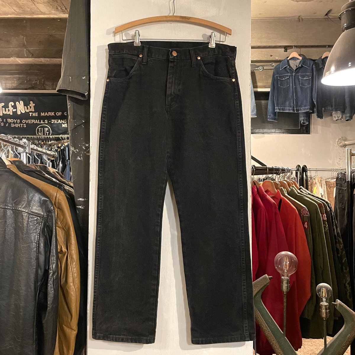 88cm股上ラングラー Wrangler ブラックデニムパンツ メンズw34 /taa002473