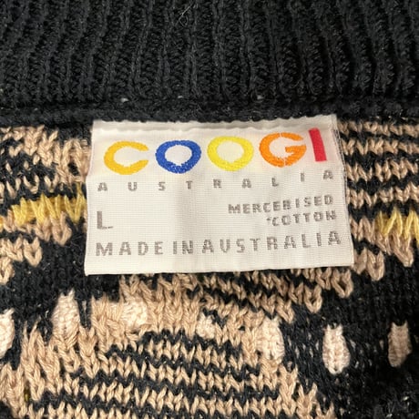 COOGI　3Dニット　Ｖネックセーター　マーセライズドコットン　マルチカラー　クージー　(S0649)