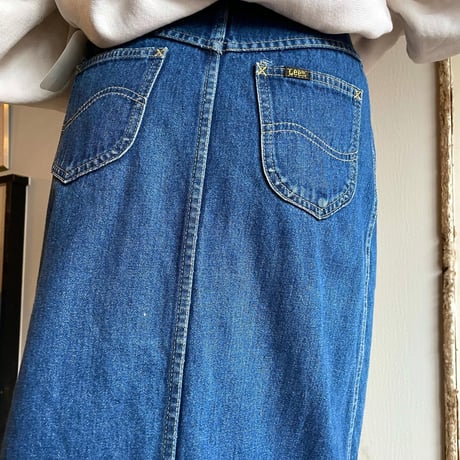 80s　Lee 380-8749　デニムスカート　42TALON ZIP　リベット大文字　USA製　(S2814)