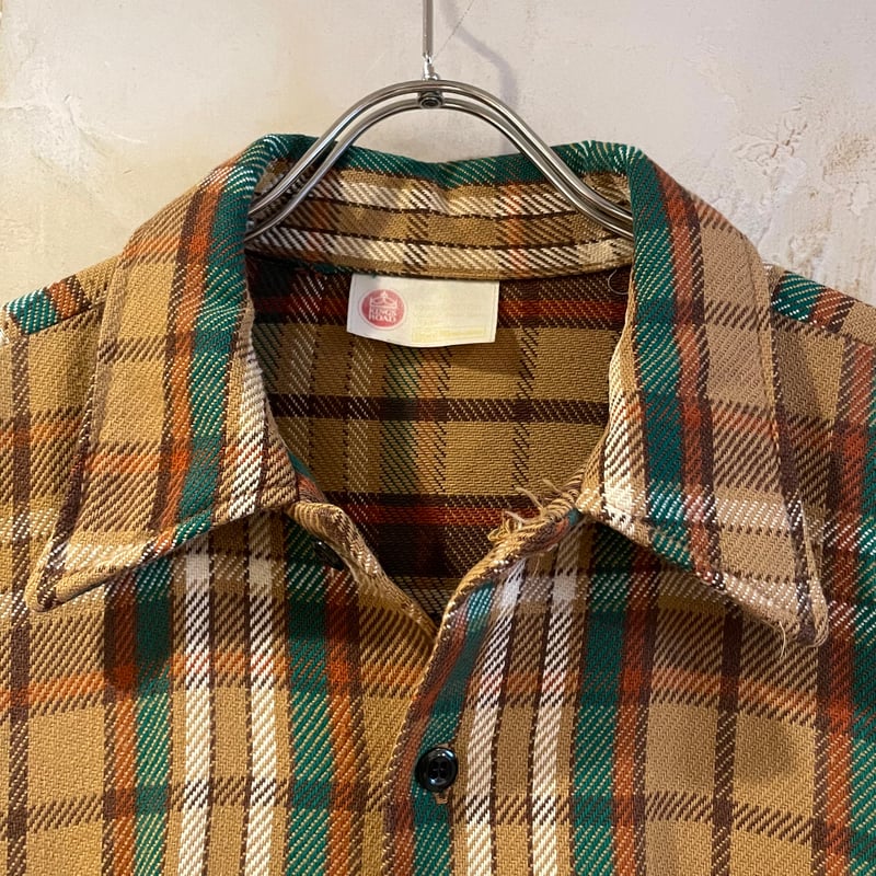 70s Sears KINGS ROAD L/S ネルシャツ USA製 コットンシャツ シアー