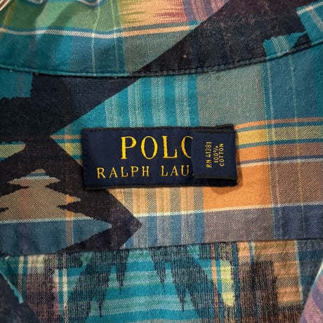 POLO RALPH LAUREN　S/S オープンカラーシャツ　ラルフローレン　Size S　半袖 ハワイアンシャツ　ネイティブ　ハイダ　(S4758)