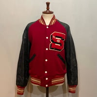 50s~　Play Safe Brand Montgomery Alabama　VINTAGE AWARD JACKET　スタジャン　USA製　アワードジャケット　レザー　(S5738)
