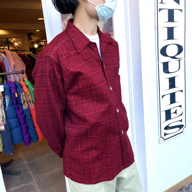 Woodbury SANFORIZED 50s DEAD STOCK プリントネルシャツ ボッ