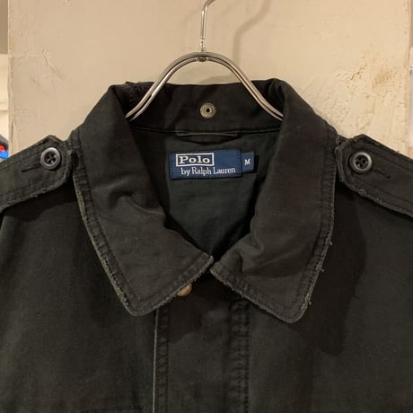 90s　POLO by Ralph Lauren　ハンティングジャケット　Ｍ-51フィールドジャケット　ラルフローレン　ダメージ加工　ブラック　(S3567)