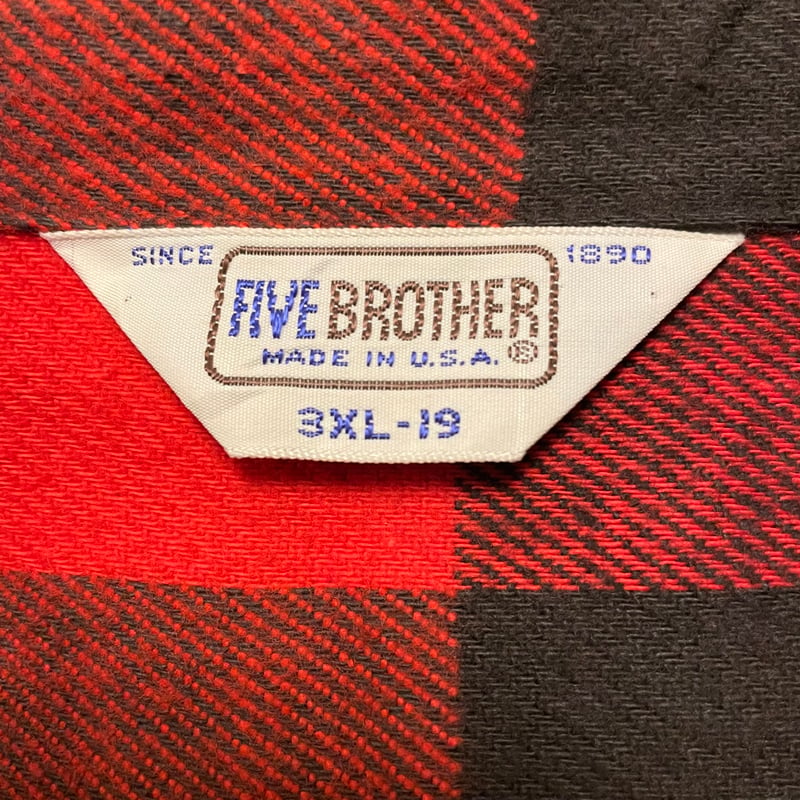 70s FIVE BROTHER L/S ネルシャツ DEAD STOCK USA製 Size