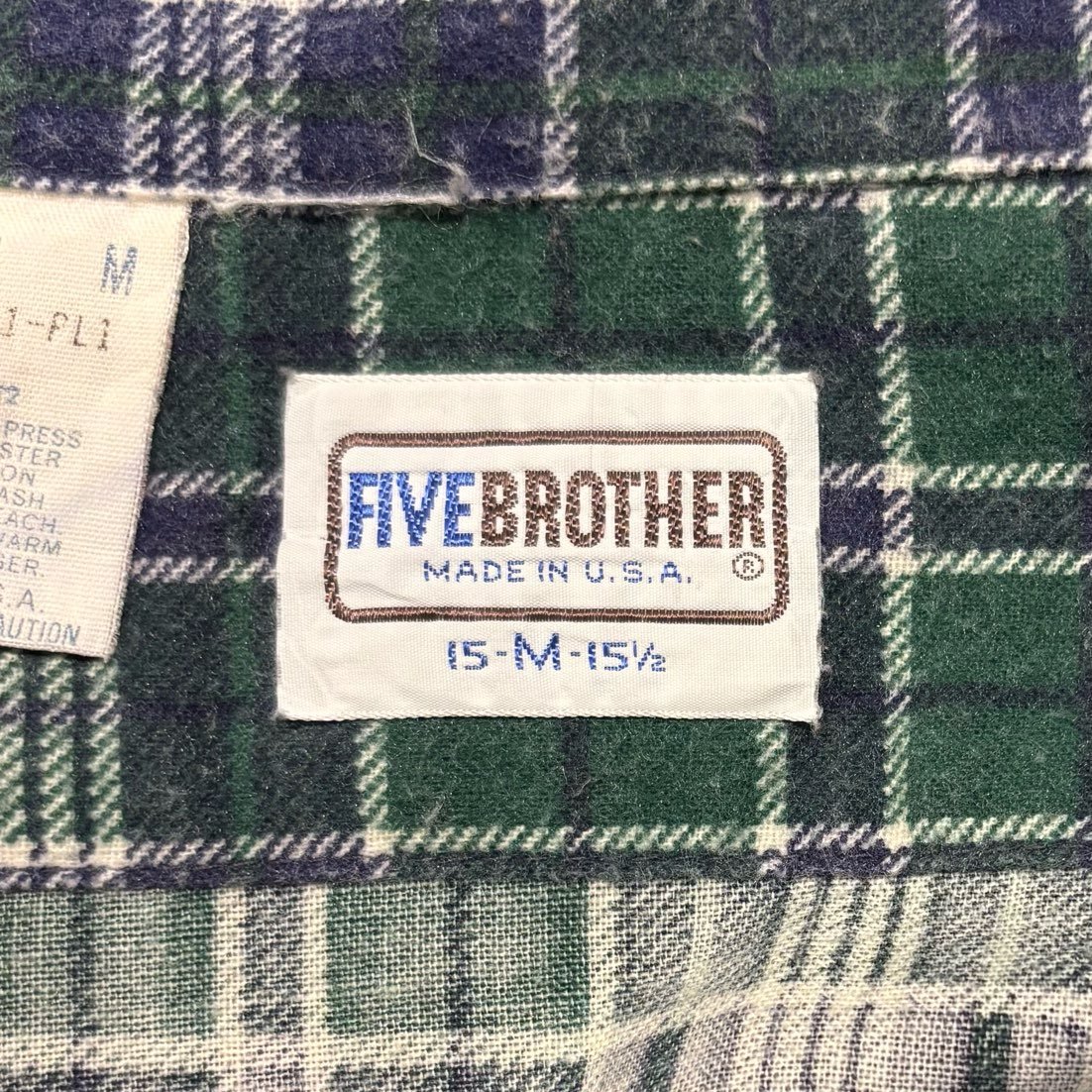 80s FIVE BROTHER L/S プリントネルシャツ USA製 Size M ファイブ