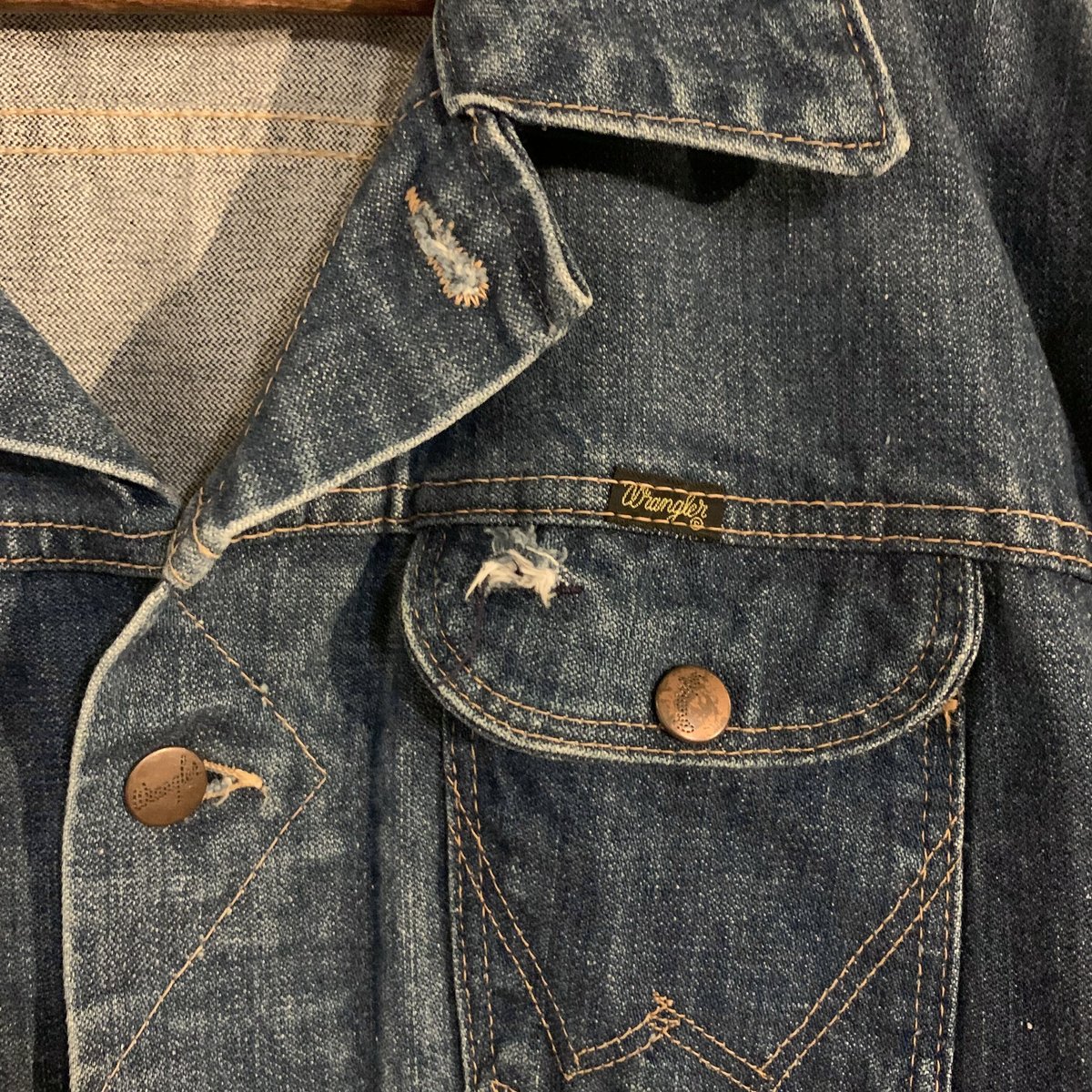 70s Wrangler ラングラー 124MJ デニムジャケット 黒タグ USA製 70s Wrangler ラングラー 124MJ デニムジャケット 黒タグ USA製