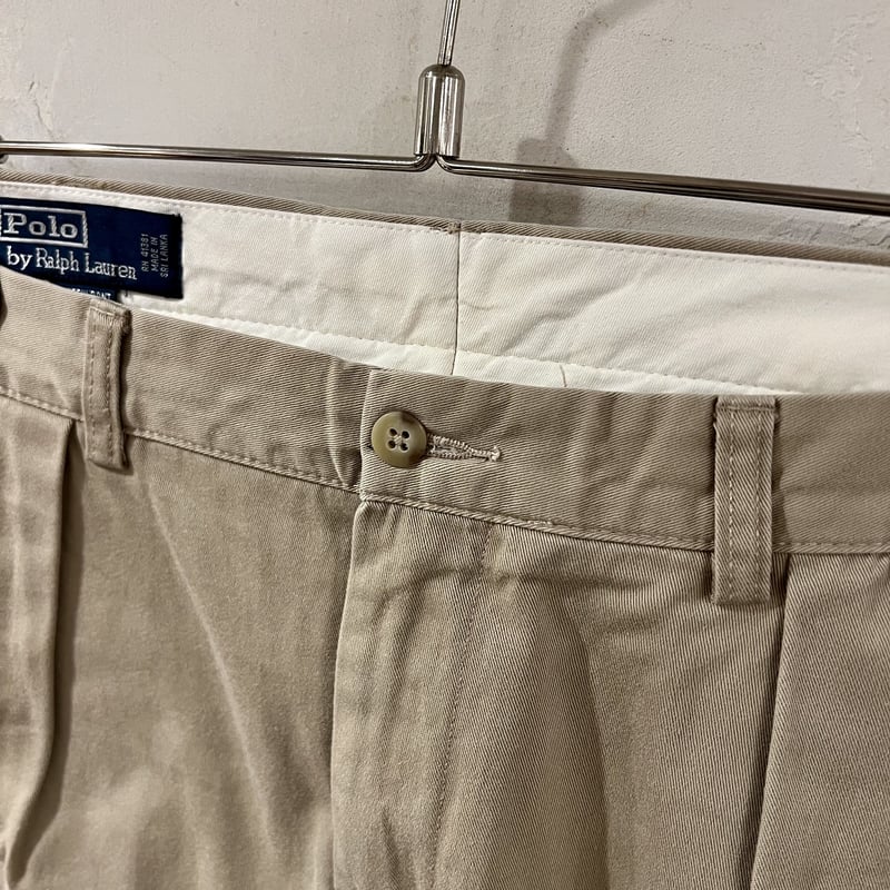 【定番】ポロラルフローレン 美品 ツータック チノパン ベージュ Polo Ralph Lauren ポロラルフローレン W36 L29 ポニー刺ロゴ