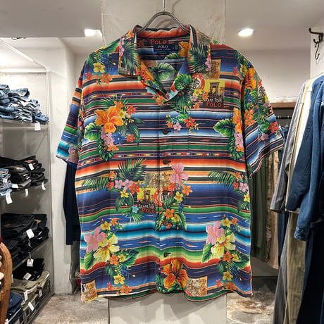 Polo by Ralph Lauren　S/S オープンカラーシャツ　CUSTOM FIT　Size L　ポロ ラルフローレン　ハワイアンシャツ　(S5633)