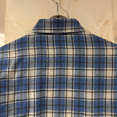 80s　Sears　L/S フランネルシャツ　Size M　キルティングライナー　コットンシャツ　チェックシャツ　(S5487)
