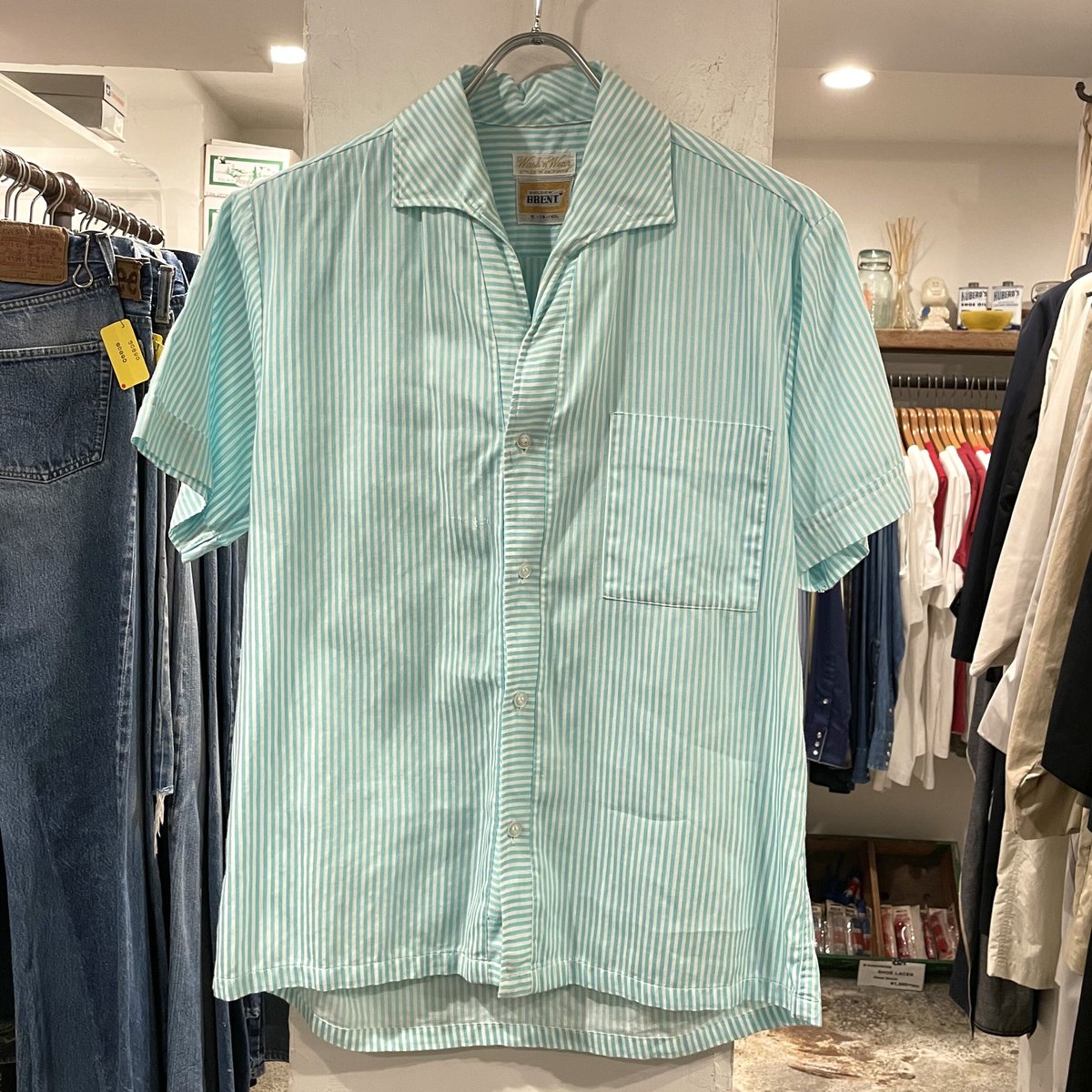 BRENT オープンカラーシャツ ストライプ柄 ヴィンテージシャツ 60s