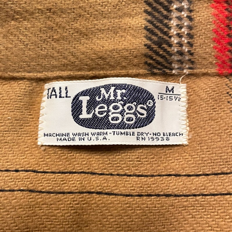 70s Mr.Leggs L/S ネルシャツ DEAD STOCK USA製 Size M コ