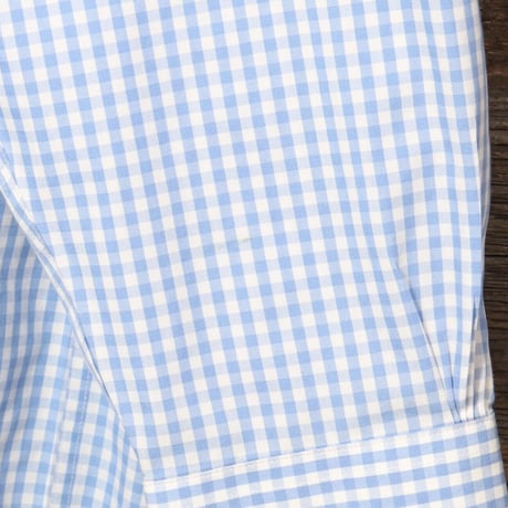 Brooks Brothers 346　ギンガムチェック　コットンシャツ　白ｘ水色　ボタンダウンシャツ　ブルックスブラザーズ　(Y0041)