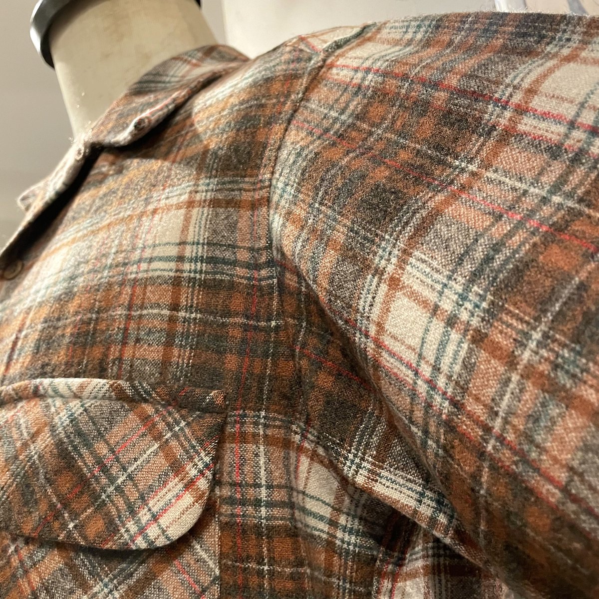 70s PENDLETON Vintage Wool Shirt オープンカラー ボックスシル