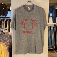 90s JERZEES　フットボールTシャツ　BEAVER LOCAL FOOTBALL　半袖Tシャツ　霜降りグレー　 USA製　(S2174)