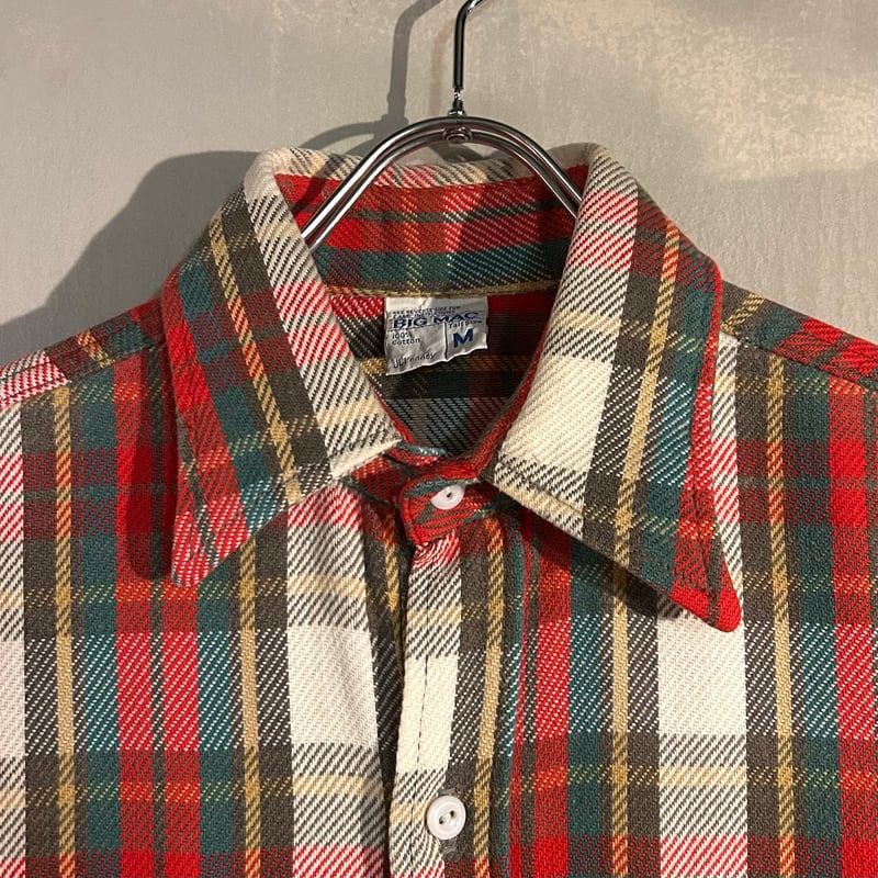 70s BIG MAC L/S ネルシャツ Size M 単色タグ ビッグマック (S4616