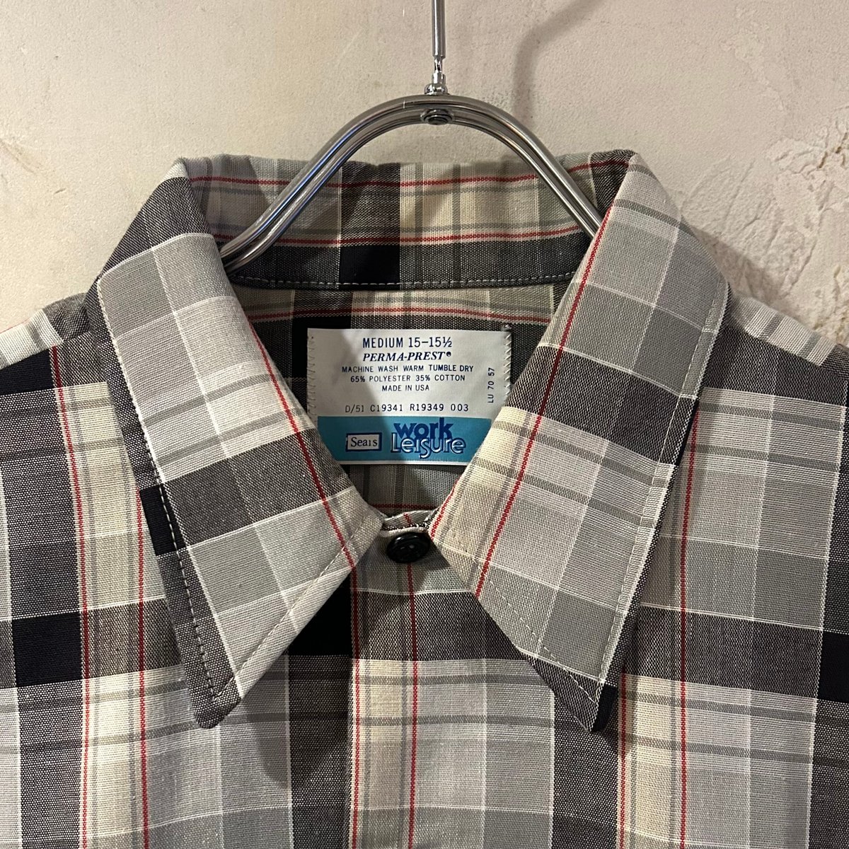 未使用 L 70s Sears USA 綿ポリ 長袖チェックシャツ コットンポリ 未使用 L 70s Sears USA 綿ポリ 長袖チェックシャツ コットンポリ