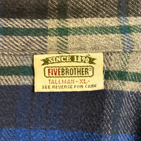 80s　FIVE BROTHER　L/S ネルシャツ　Size XL　USA製　コットンシャツ　ファイブブラザー　(S5709)