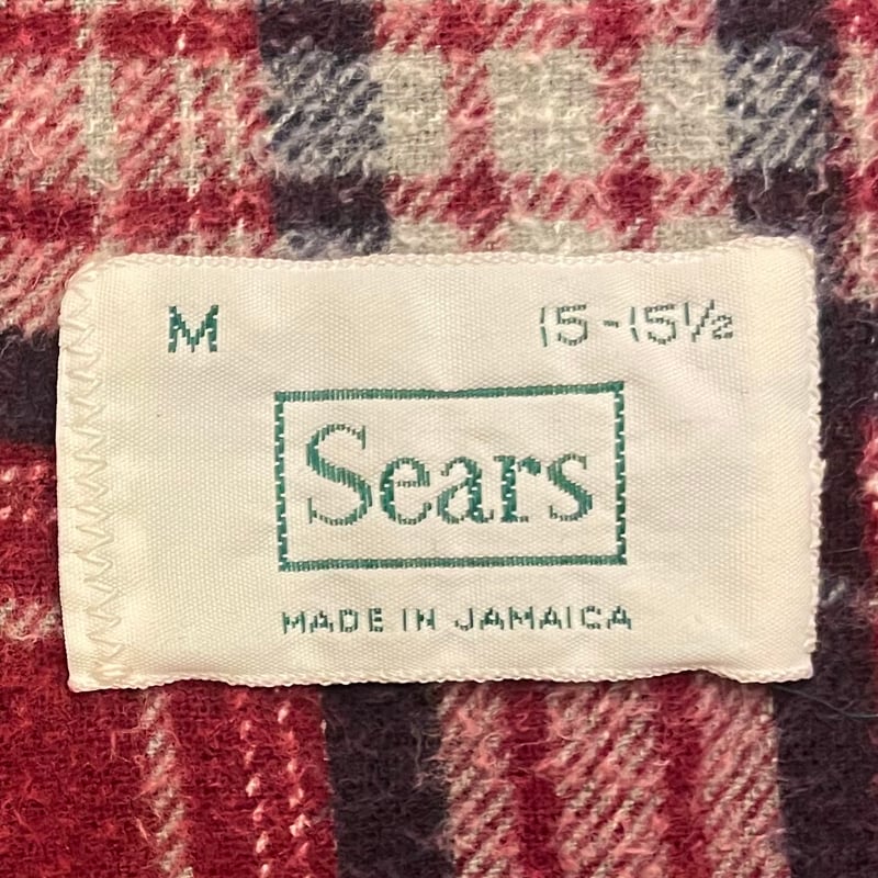 90s Sears L/S プリントネルシャツ Size M 15-15½ コットンシャツ シ