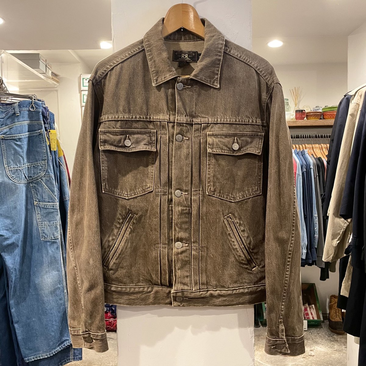 RRL RALPH LAUREN 90s USA製 三つ星タグ シンチバック デニムジャケット...