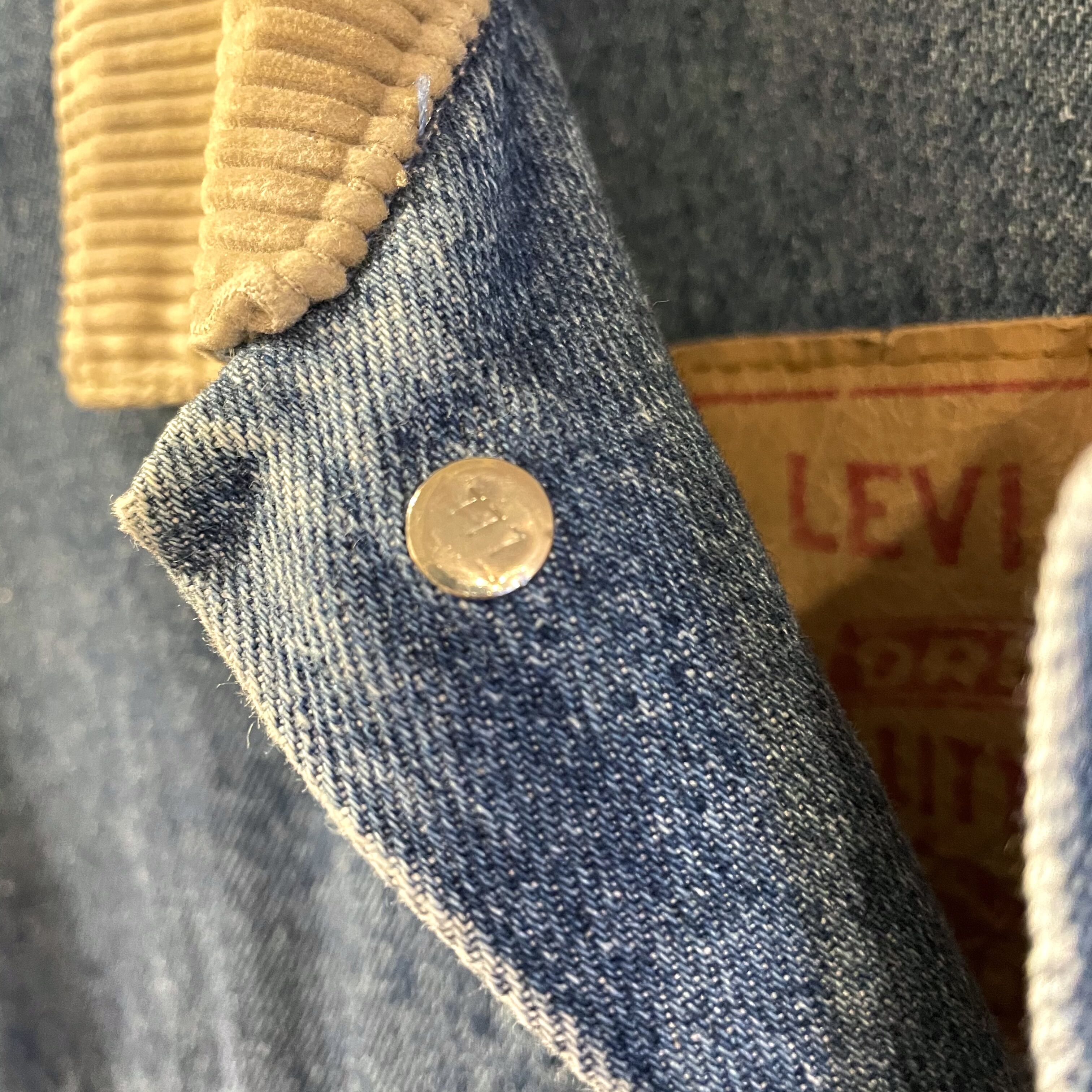Levis 75070-9514 90s USA製 デニムロングコート 襟コーデュロイ デカパ