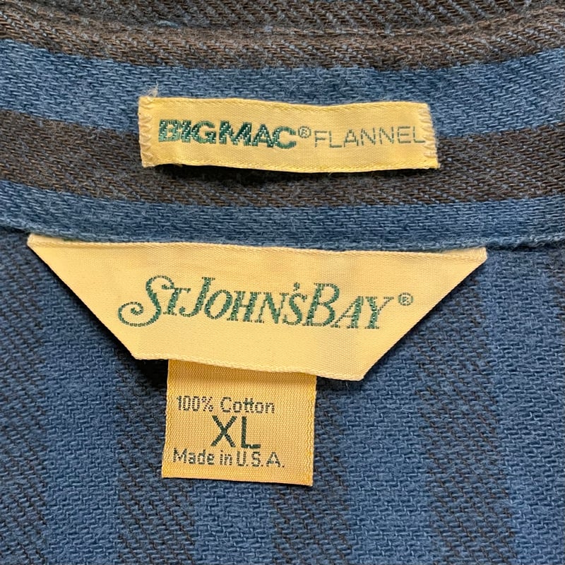 80s BIG MAC × ST JOHN'S BAY L/S ネルシャツ ストライプ USA
