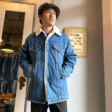 80s　Levi's 71605-0217　デニムボアジャケット　ロング丈　USA製　リーバイス　サイズ40　(S3002)