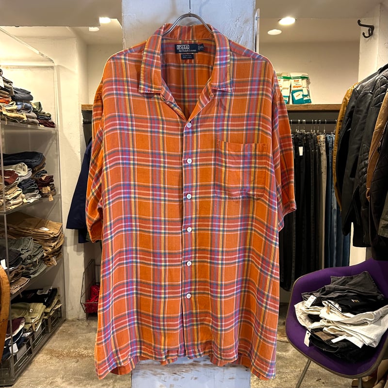 90s Polo by Ralph Lauren CLAYTON S/Sオープンカラーシャツ 90s Polo by Ralph Lauren CLAYTON S/Sオープンカラーシャツ