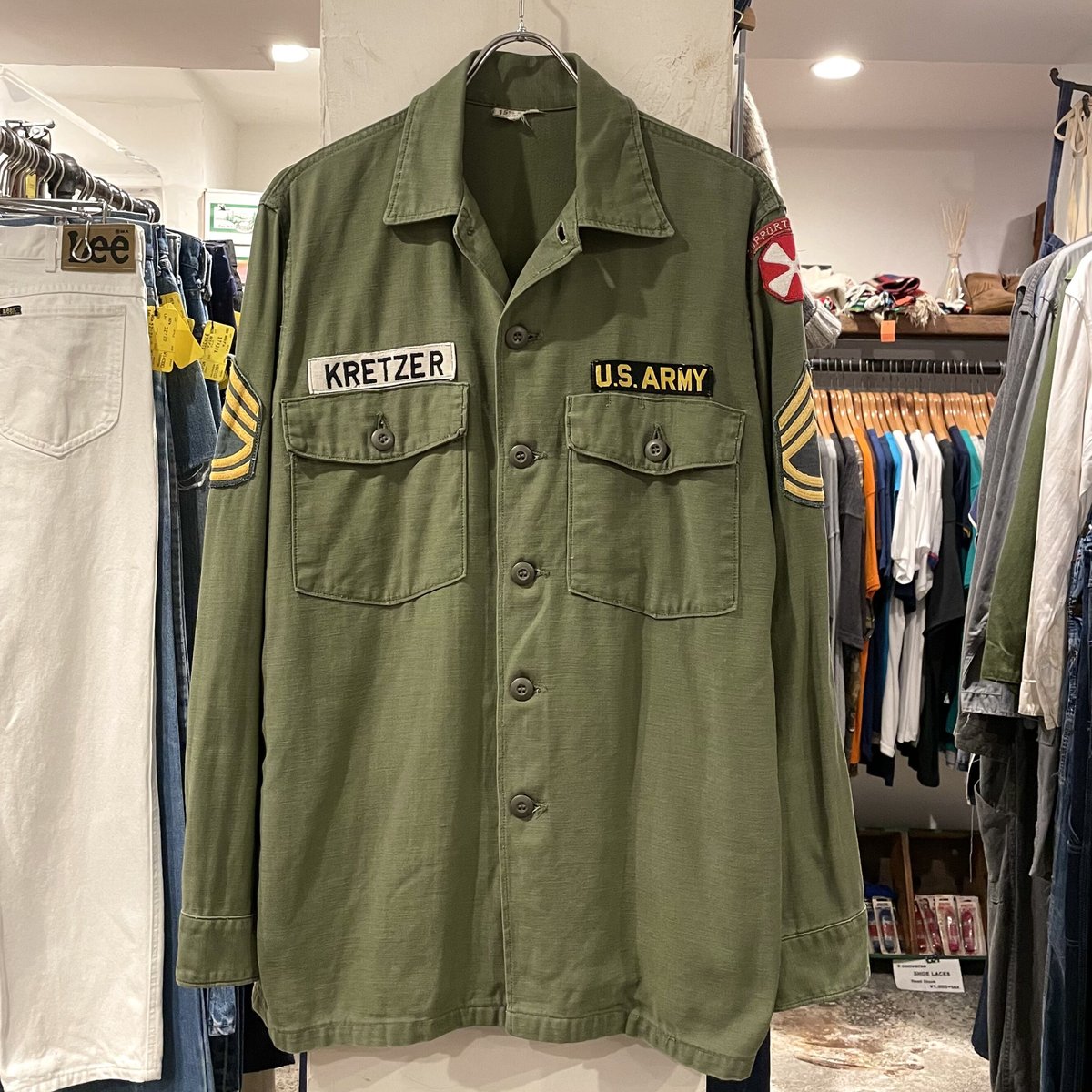60s US ARMY ユーティリティシャツ OG107 COTTON SATEEN SHIR