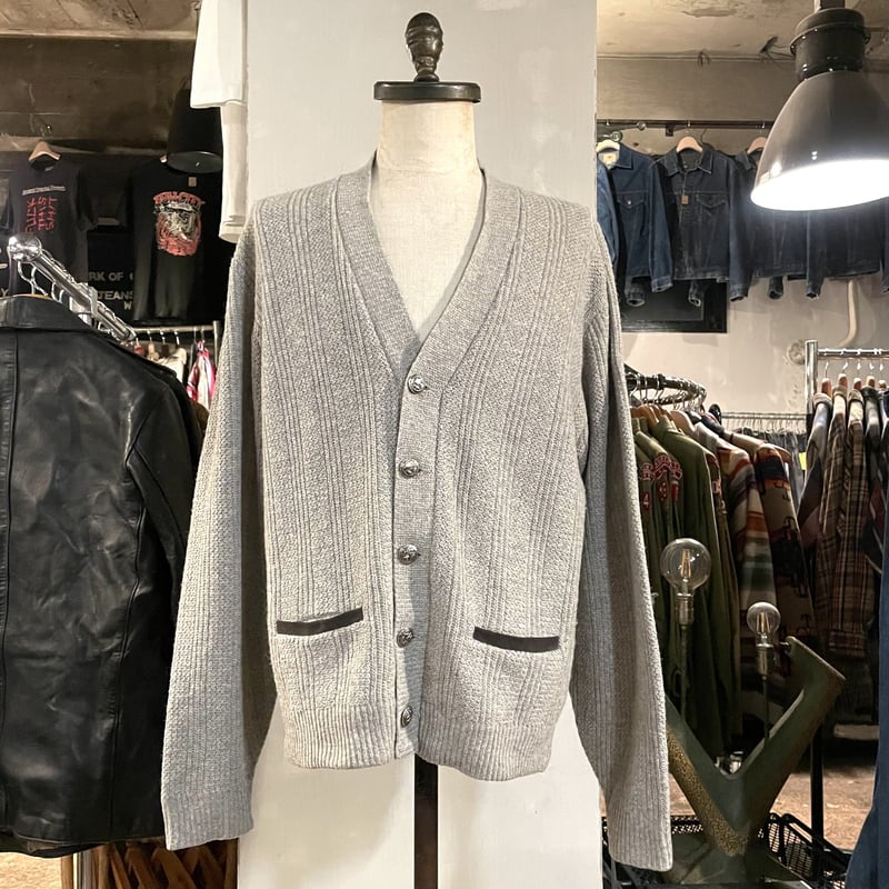 70s PURITAN ウール × アクリル カーディガン USA製 グレー SPORTSWE