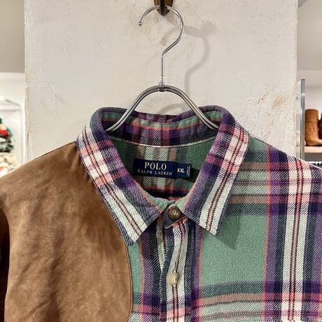 POLO RALPH LAUREN　L/Sチェックネルシャツ　ラルフローレン　チェック柄　ショルダーパッチ　(S3298)