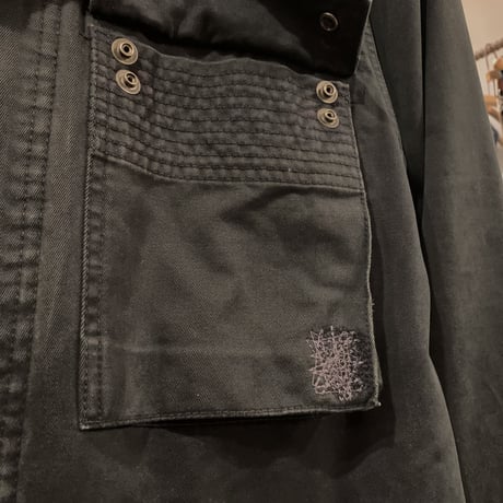 90s　POLO by Ralph Lauren　ハンティングジャケット　Ｍ-51フィールドジャケット　ラルフローレン　ダメージ加工　ブラック　(S3567)