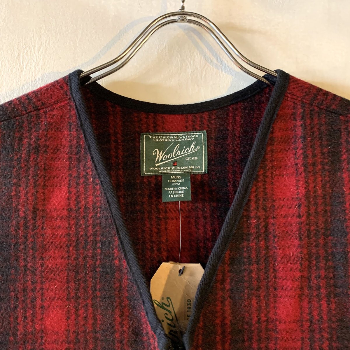 Woolrich ウールベスト DEAD STOCK シャドーチェック柄 バックベルト