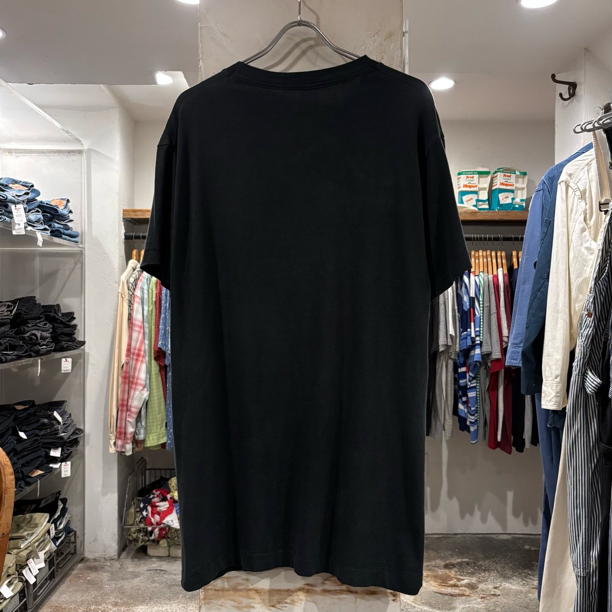 80s S/S ダメージ Tシャツ Size L相当 ブラック フェード ポケT 雰囲気 