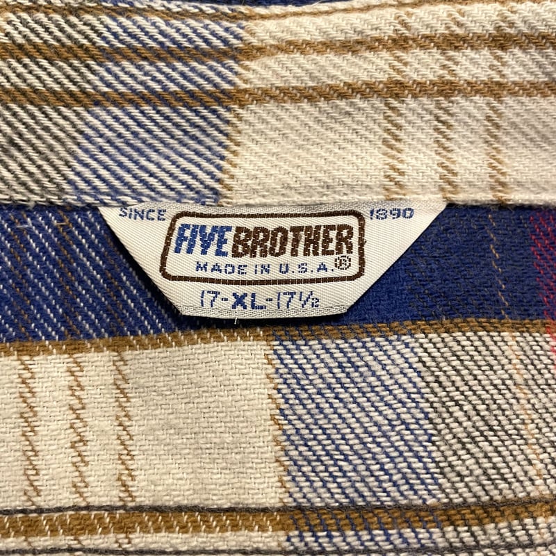 70s FIVE BROTHER ネルシャツ ファイブブラザー XL USA製