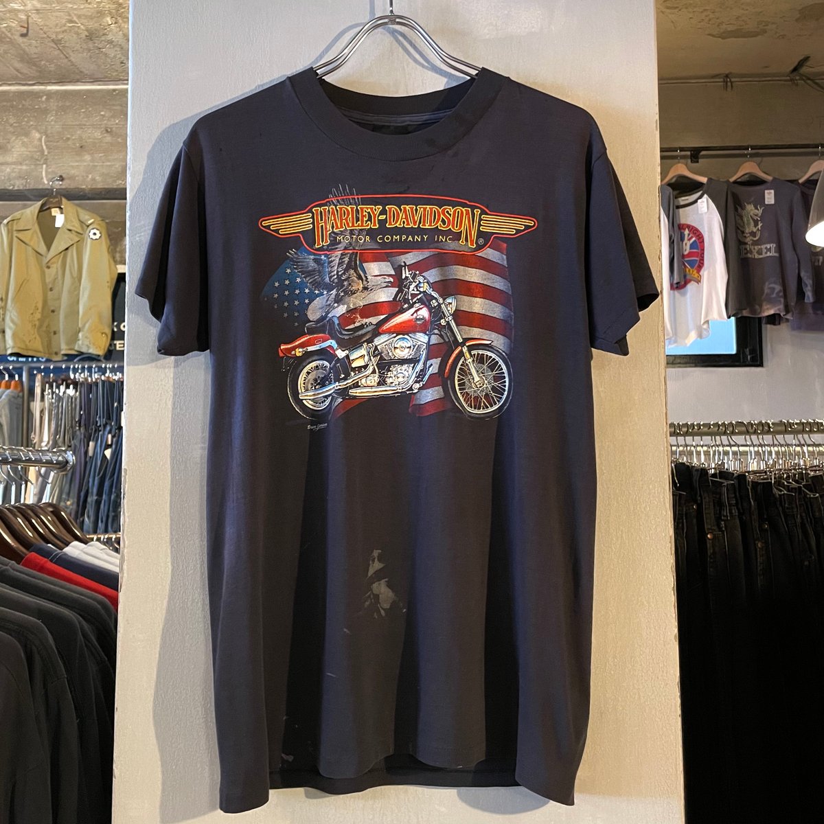 80s 3D EMBLEM HARLEY-DAVIDSON S/S Tシャツ ハーレーT US