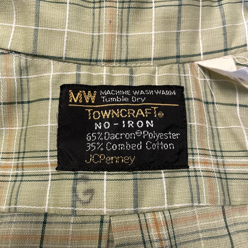 70s TOWNCRAFT S/S ボタンダウンシャツ チェック柄 USA製 JC 70s TOWNCRAFT S/S ボタンダウンシャツ チェック柄 USA製 JC