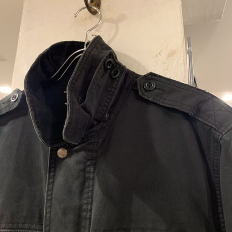 90s　POLO by Ralph Lauren　ハンティングジャケット　Ｍ-51フィールドジャケット　ラルフローレン　ダメージ加工　ブラック　(S3567)