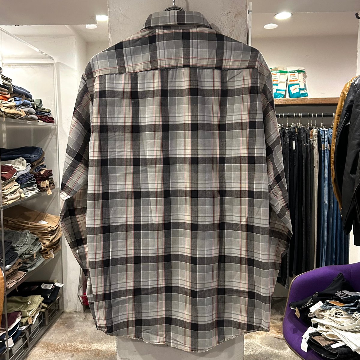 未使用 L 70s Sears USA 綿ポリ 長袖チェックシャツ コットンポリ fit=scale-down,w=1200