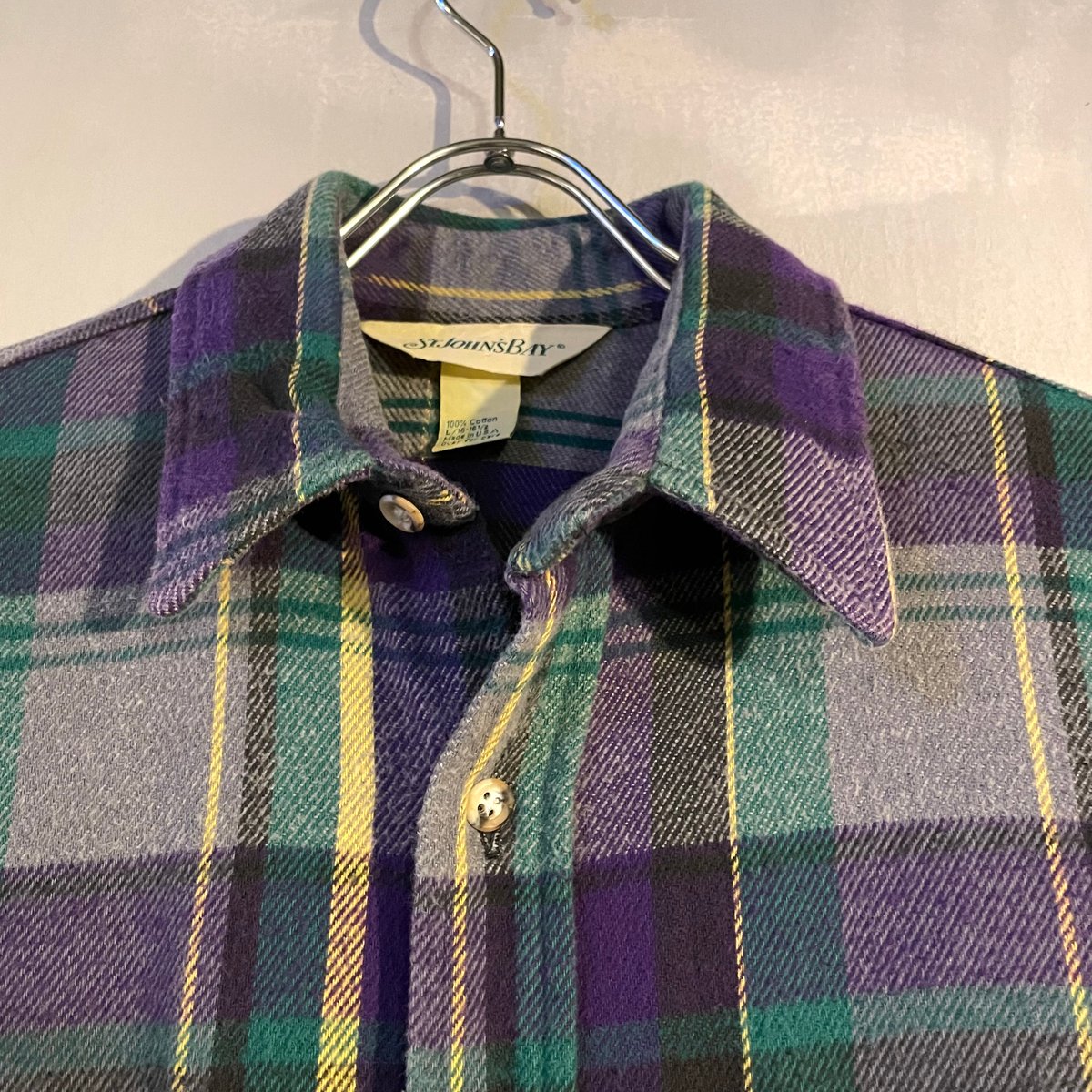80s ST JOHN'S BAY L/S ネルシャツ USA製 Size L セントジョン