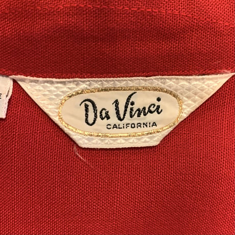 60s　Da Vinci　オープンカラーシャツ　ショートスリーブ　 ボックスシルエット 　襟芯　 RAYON100%（S2523）