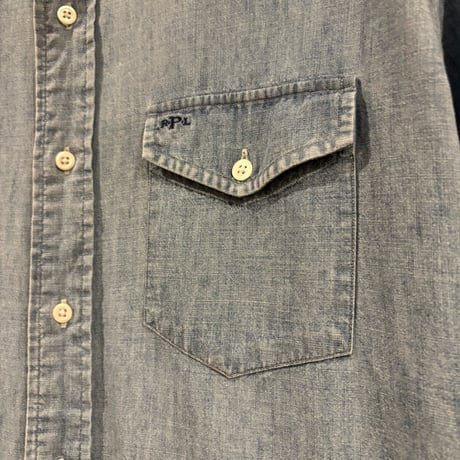 Ralph Lauren　L/S シャンブレーシャツ　Size L　ラルフローレン　ボタンダウンシャツ　コットンシャツ　(S5213)