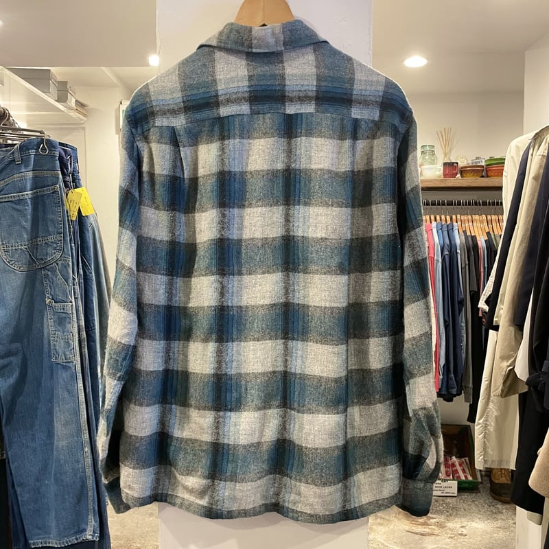 【60s】 超稀少 VAN HEUSEN ボックス ウールシャツ 古着 60s VAN HEUSEN 好配色 チェック 開襟 ウール ボックス