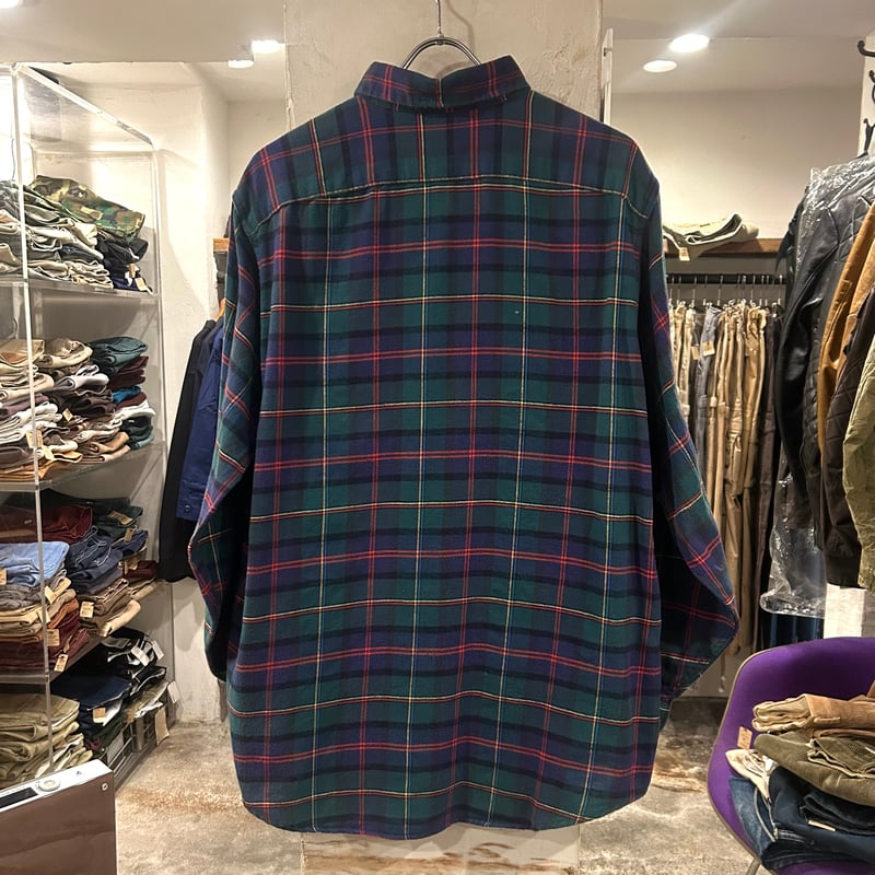 80s L.L.Bean L/Sネルシャツ エルエルビーン コットンシャツ