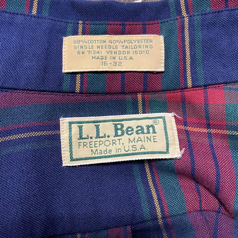 80s L.L.Bean L/S ボタンダウンシャツ チェック柄 USA製