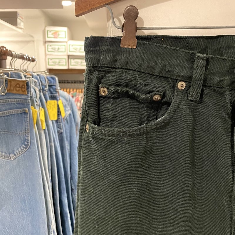 Levi's デニム　グリーン　染め POST JUNK / 90's LEVI'S 501 USA製 テーパードカスタム 後染め