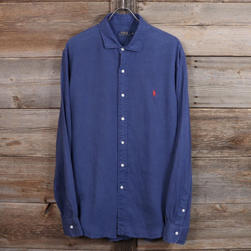 POLOラルフローレン 麻 シャツ 紺 リラックスド フィット リネン シャツ （シャツ・ブラウス