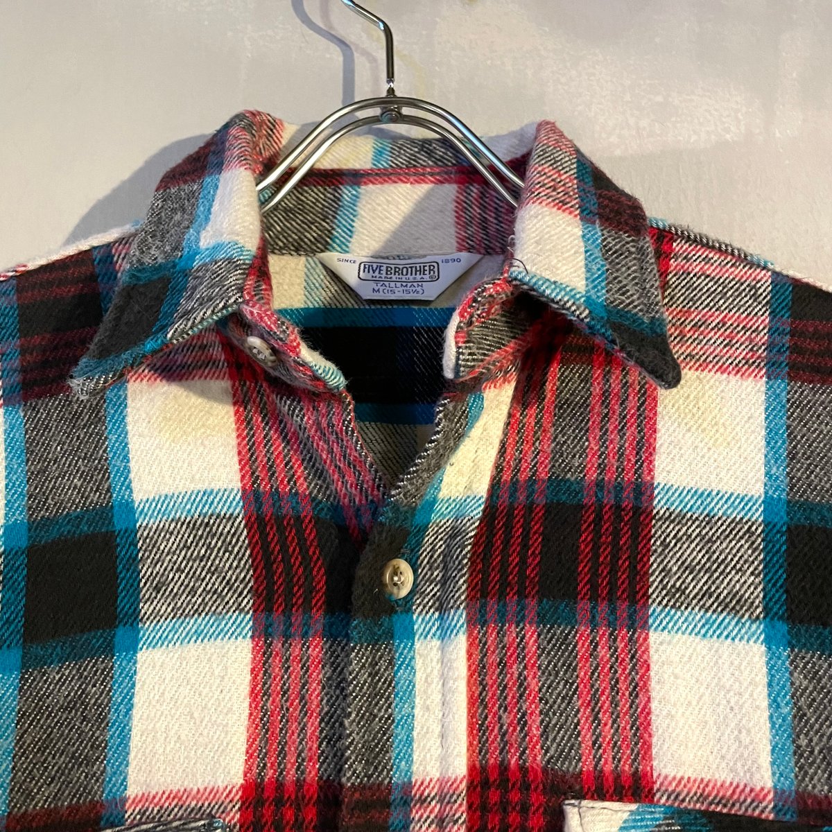 70s FIVE BROTHER ファイブブラザー ネルシャツ 好配色 70s FIVE BROTHER L/S ネルシャツ USA製 Size M ファイブブラザー